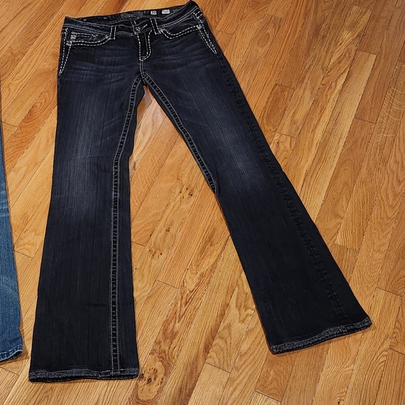 2PC SIZE 30 MISS ME JEANS BLING WINGS BOOT WHITE STITCHING - Picture 13 of 16